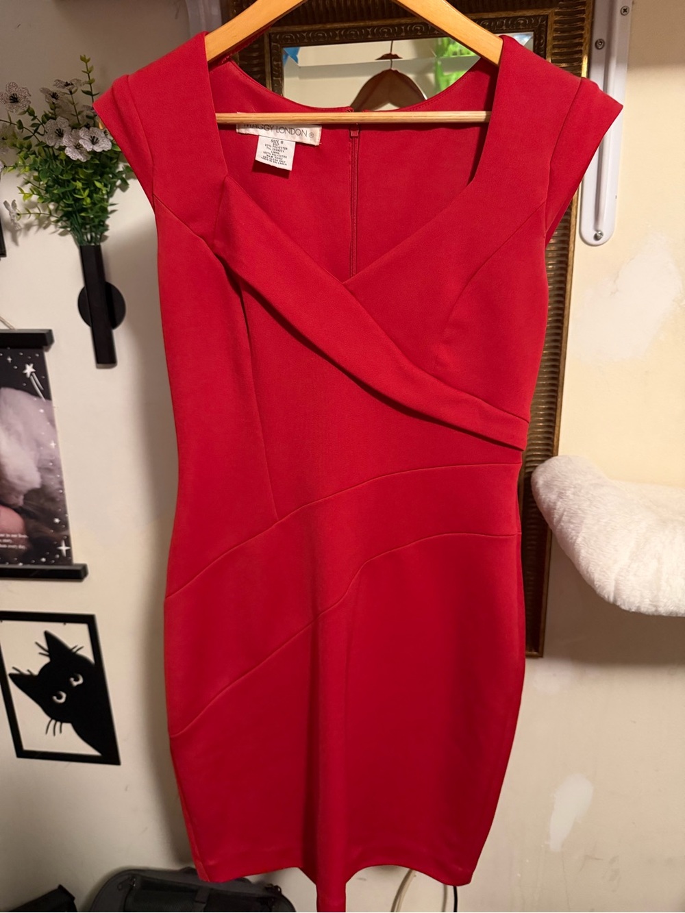 Maggy London Red Cap Sleeve Sheath Dress
